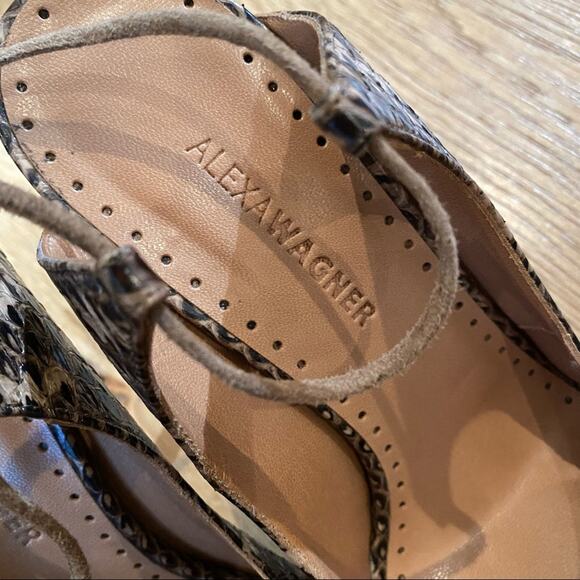 Alexa Wagner Snakeskin Open Back Ankle Strap Heels in Brown - Picture 7 of 8